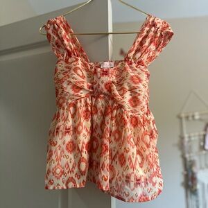 Women's Sleeveless orange Patterned Top